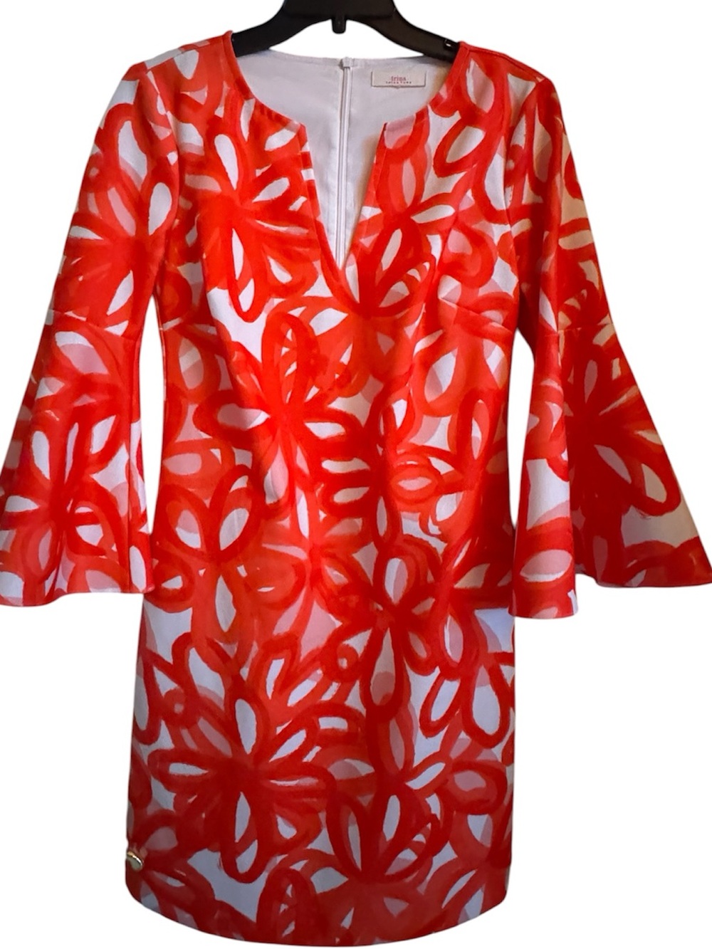 Trina Turk Orange and White Floral Shift Dress